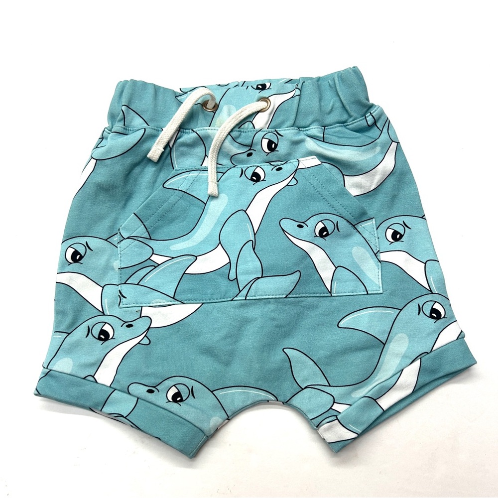 Dear Sophie Kids Dolphin Print Blue Drawstring Shorts